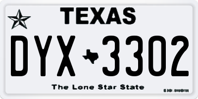 TX license plate DYX3302