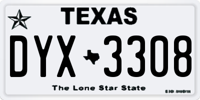 TX license plate DYX3308