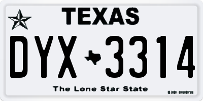 TX license plate DYX3314