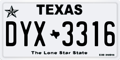 TX license plate DYX3316