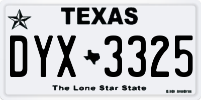 TX license plate DYX3325