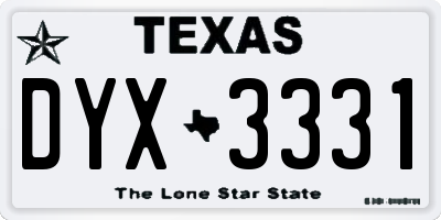 TX license plate DYX3331