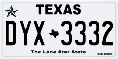 TX license plate DYX3332