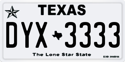 TX license plate DYX3333