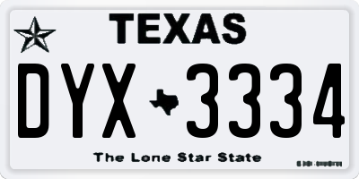 TX license plate DYX3334