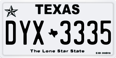 TX license plate DYX3335
