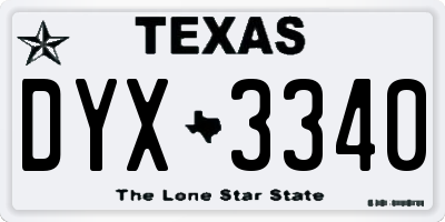 TX license plate DYX3340