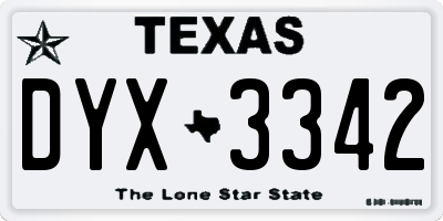 TX license plate DYX3342
