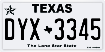 TX license plate DYX3345