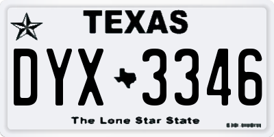 TX license plate DYX3346