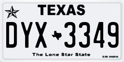 TX license plate DYX3349