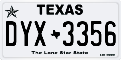 TX license plate DYX3356