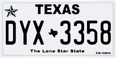 TX license plate DYX3358