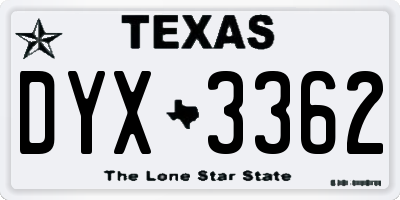 TX license plate DYX3362