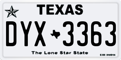 TX license plate DYX3363