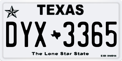 TX license plate DYX3365