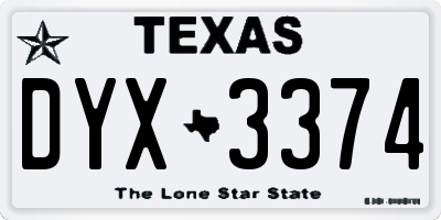 TX license plate DYX3374