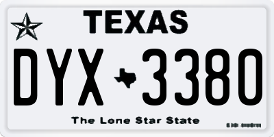 TX license plate DYX3380