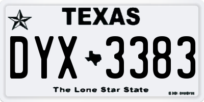 TX license plate DYX3383