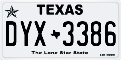 TX license plate DYX3386