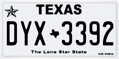 TX license plate DYX3392