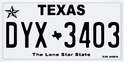 TX license plate DYX3403