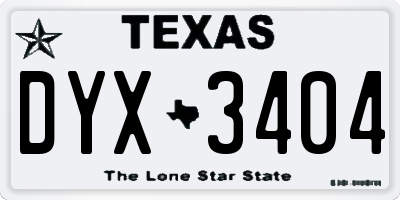 TX license plate DYX3404