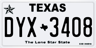 TX license plate DYX3408