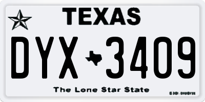 TX license plate DYX3409