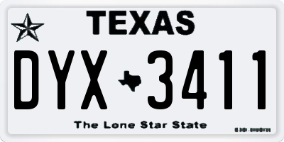 TX license plate DYX3411
