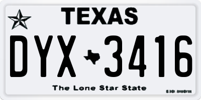 TX license plate DYX3416
