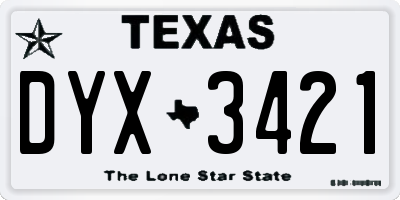 TX license plate DYX3421