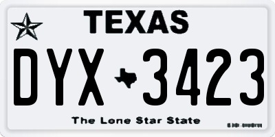 TX license plate DYX3423