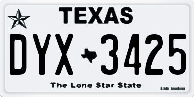 TX license plate DYX3425