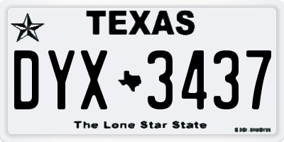 TX license plate DYX3437