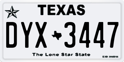 TX license plate DYX3447