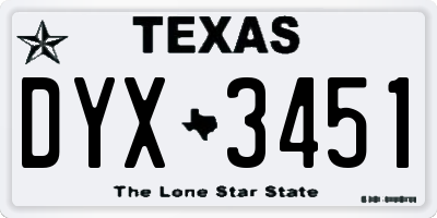 TX license plate DYX3451