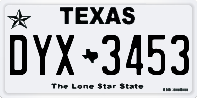 TX license plate DYX3453