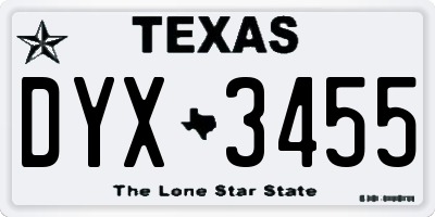 TX license plate DYX3455