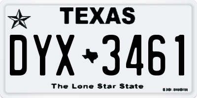 TX license plate DYX3461