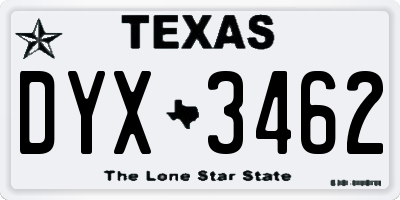 TX license plate DYX3462