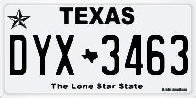 TX license plate DYX3463