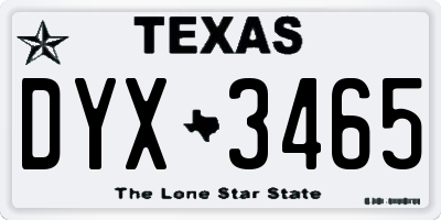 TX license plate DYX3465