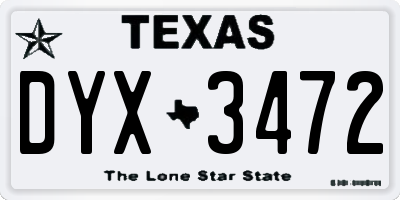 TX license plate DYX3472