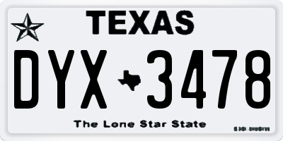 TX license plate DYX3478