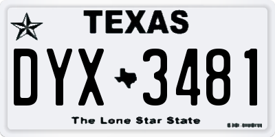 TX license plate DYX3481