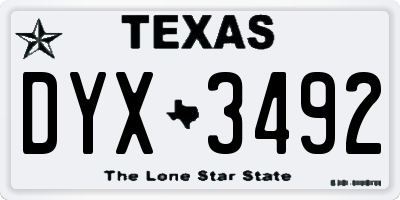 TX license plate DYX3492