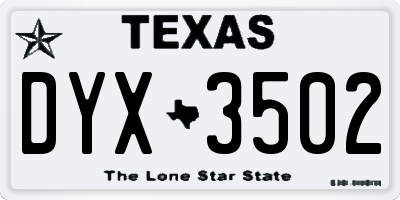 TX license plate DYX3502