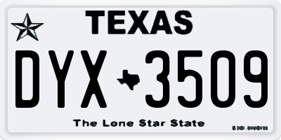 TX license plate DYX3509
