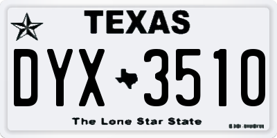 TX license plate DYX3510